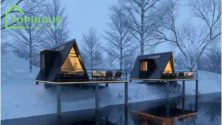 บ้านสำเร็จรูปสไตล์โมเดิร์นพร้อมหลังคารูปสามเหลี่ยม