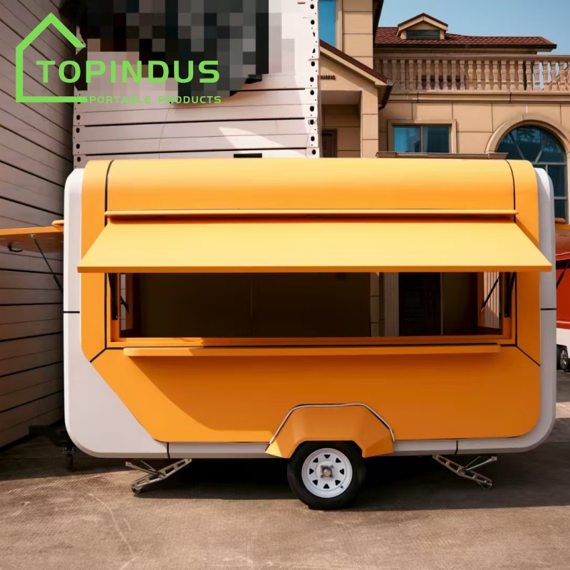 รถพ่วงขายอาหารสีเหลืองแบบสั่งทำพิเศษสำหรับลูกค้าของเราในประเทศกานา