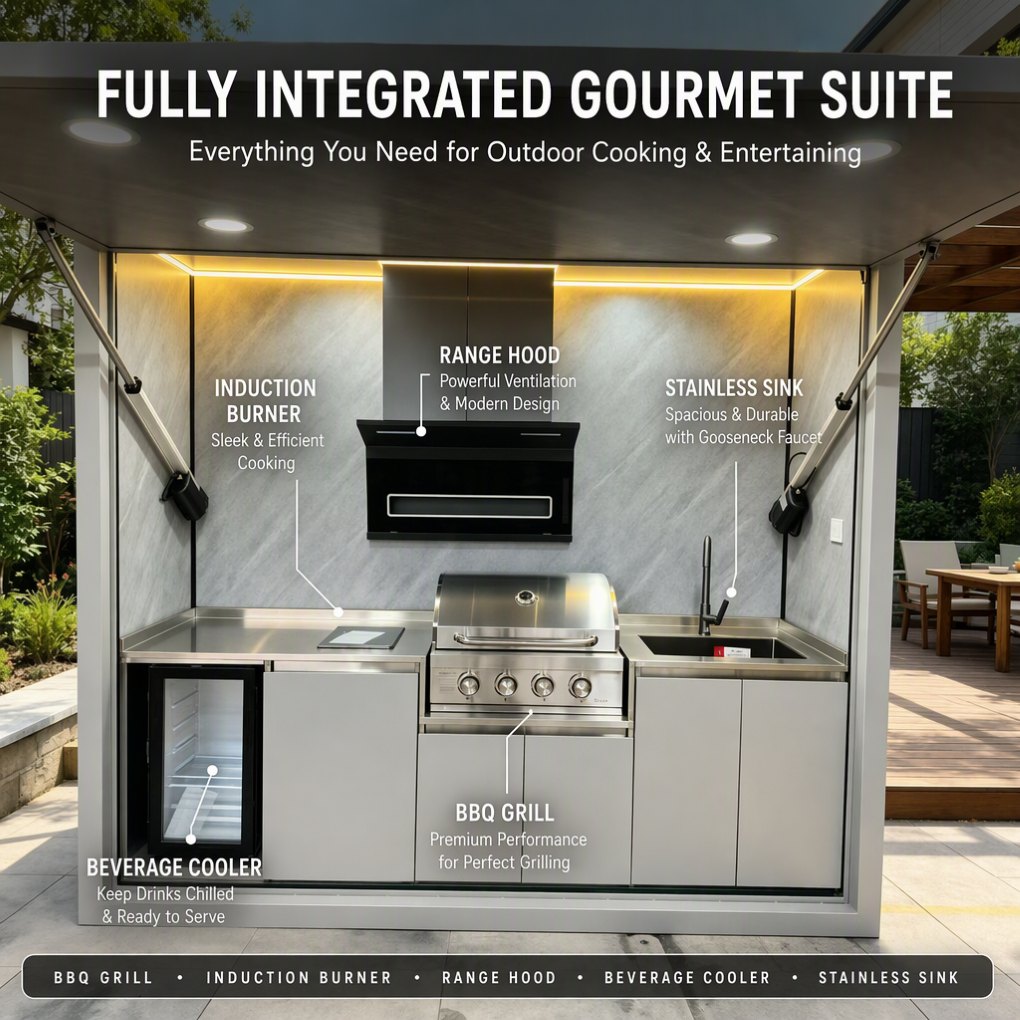 expandable container kitchen for backyard